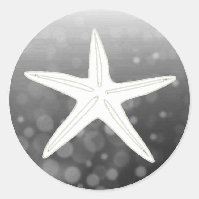 Save the Date Black Starfish Wedding Sticker (Front)
