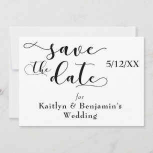 "Save the Date" Black Typography w/ Floral Back Save The Date