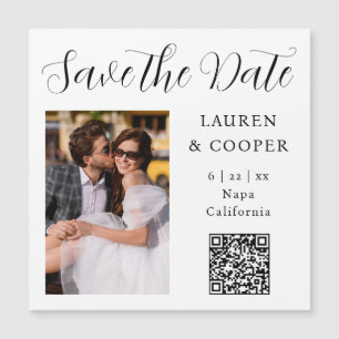 Save The Date Black White Stylish Script Modern