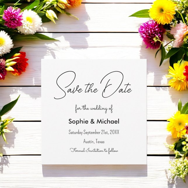 Save the Date Black White Wedding Invitation (Creator Uploaded)