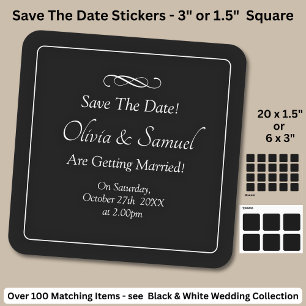 Save The Date - Black & White with Infinity Scroll Square Sticker