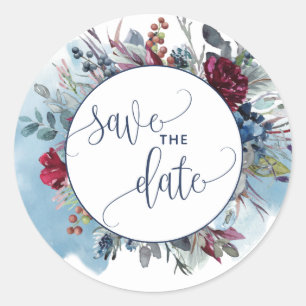 Save the Date, Blue Burgundy Purple Envelope Seal