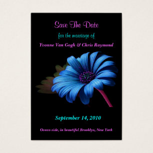 Save The Date Blue Orange Yellow Daisy