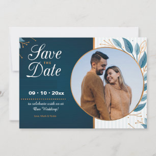 Save the Date Blue Photo Announcement
