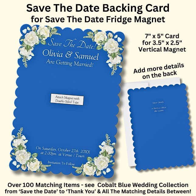Save The Date - Blue White Magnet Backing Card (Creator Uploaded)