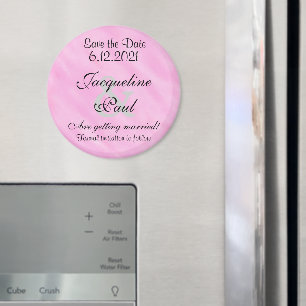 Save the Date Blush Pink White Watercolor Magnet