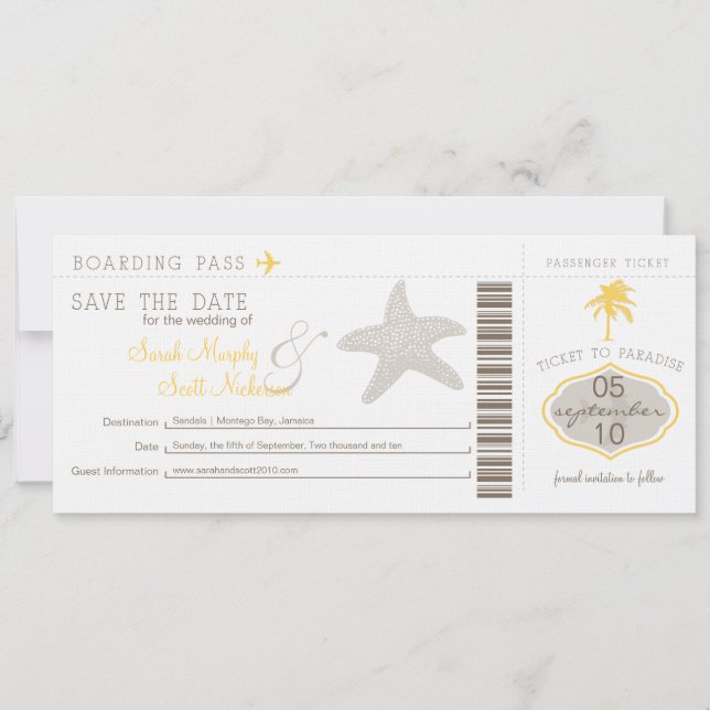 Save the Date Boarding Pass (Front)