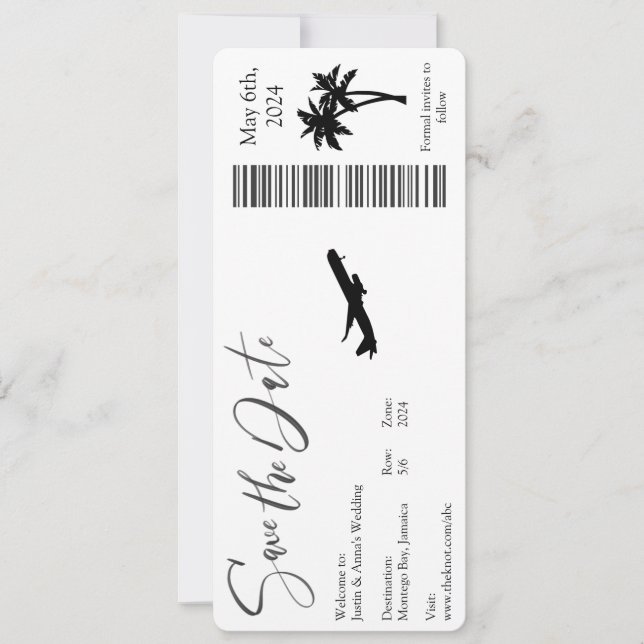 Save the Date - Boarding Pass Invitation (Front)