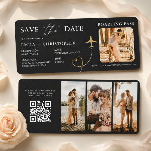 Save the Date Boarding Pass Plane QR Code
