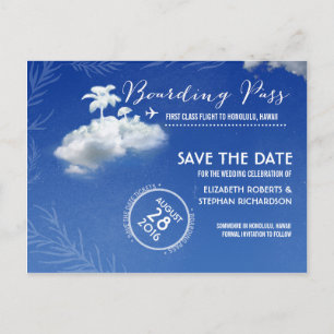 Save the Date Boarding Pass Tickets Announcement Postcard