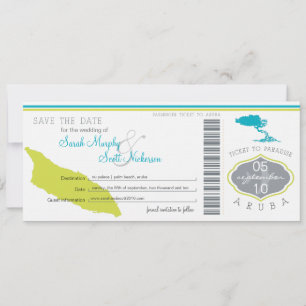 Save the Date Boarding Pass to Aruba
