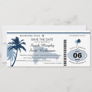 Save the Date Boarding Pass to Dominican Republic