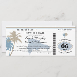 Save the Date Boarding Pass to Dominican Republic