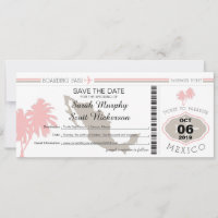 Save the Date Boarding Pass to Mexico