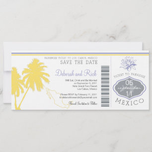 Save the Date Boarding Pass to Mexico