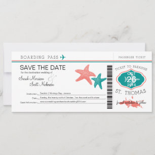 Save the Date Boarding Pass to St. Thomas