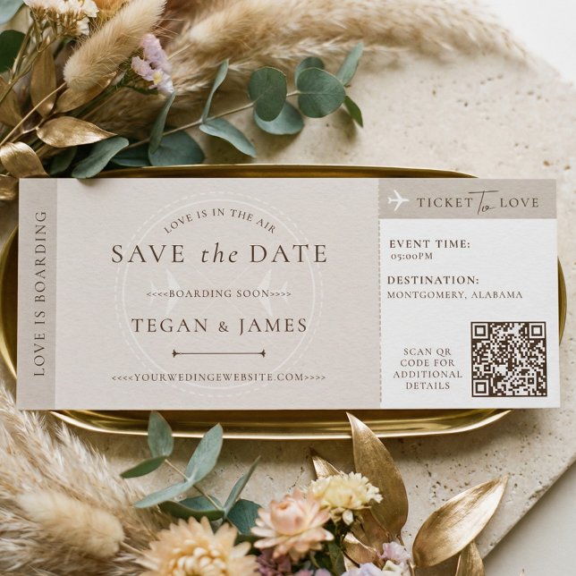 Save the Date Boarding Pass Wedding Plane Ticket Invitation (Save the Date Boarding Pass Wedding Plane Ticket Invitation)