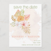 Save the Date Boho Floral Pink