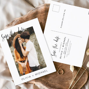 Save the Date Boho Minimalist Photo Modern Postcard