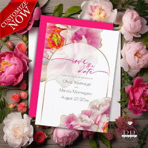 Save the Date   Bold Beautiful Scarlet Peony  Invitation