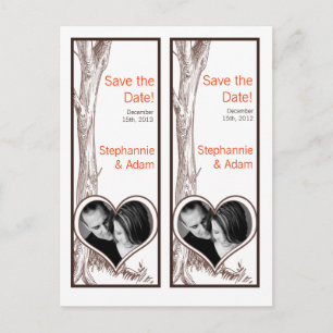 Save the Date Book Mark Favours Fall Tree Initial Announcement Postcard