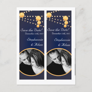 Save the Date Book Mark Favours Paper Lanterns Blu Announcement Postcard