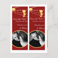 Save the Date Book Mark Favours Paper Lanterns Red