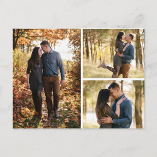 Save The Date Botanical Daisy Floral Photo Collage Announcement Postcard