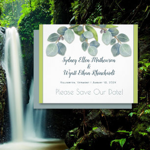 Save the Date Botanical Eucalyptus Budget Wedding Flyer