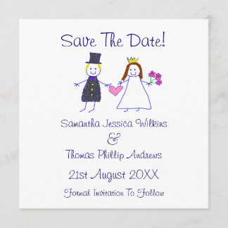 Save The Date! Bride & Groom Holding Heart Date