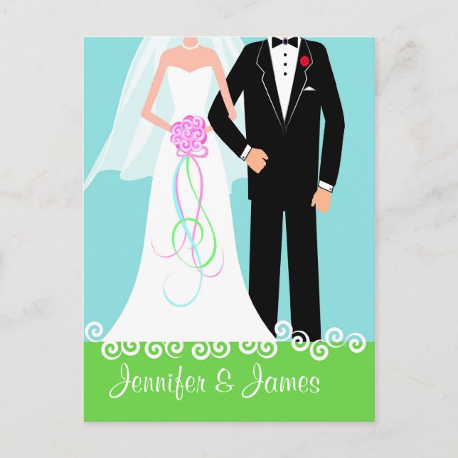 Save the Date - Bride & Groom Postcard (Front)