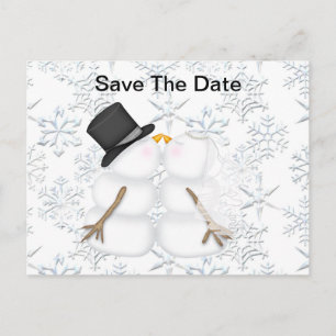 Save the Date BRIDE & GROOM Snowman Announcement Postcard