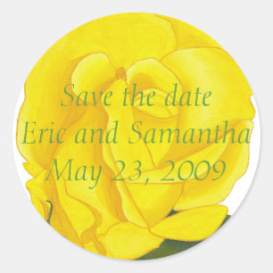Save the date, Bright Yellow Rose Wedding Stickers
