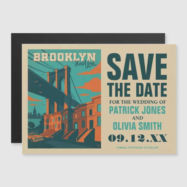 Save the Date | Brooklyn, NY Magnetic Invitation (Front/Back)