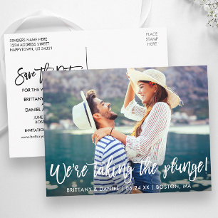 Save the Date Brush Script Taking The Plunge Postcard