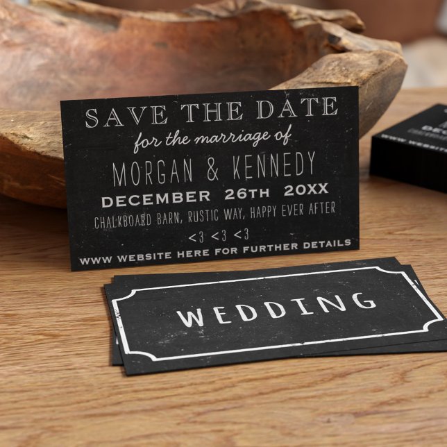 Save The Date Budget Chalkboard Wedding Cards (Add your wedding details to these cost effective mini save the dates.)