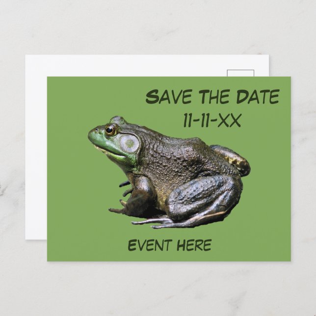 Save The Date Bullfrog Nature Postcard (Front/Back)