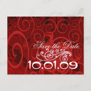 Save The Date Burgundy Hearts - Announcement Postcard