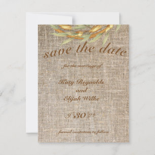 Save the date Burlap Wreath Fall Invitation