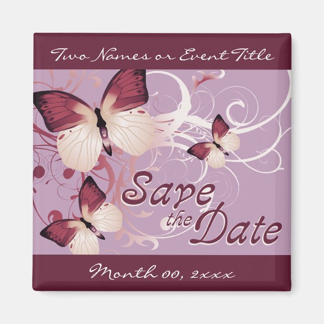 save the date : butterflies : magnet (Front)