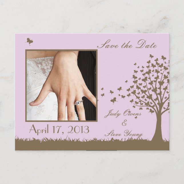 Save the Date butterfly tree announcement (Front)