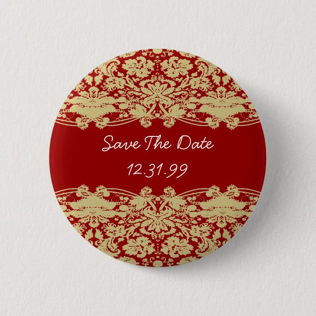 Save The Date Button-Personalizable Text  6 Cm Round Badge (Front)