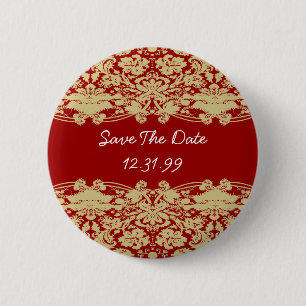 Save The Date Button-Personalizable Text 6 Cm Round Badge
