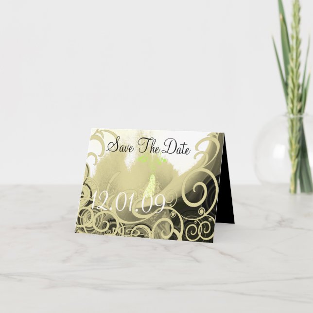 Save the Date Cala Lily - Tan and Green Announcement (Front)