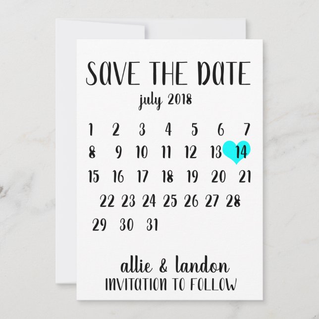 Save The Date Calendar (Front)