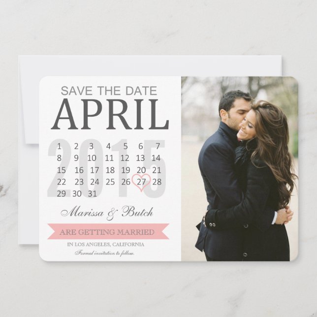 Save the Date Calendar Announcements | Wedding (Front)