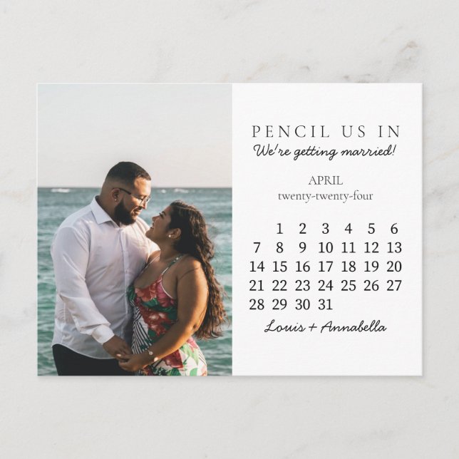 Save the Date Calendar April 2024 Calendar Postcard (Front)