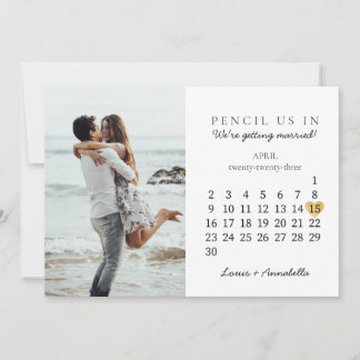 Save the Date Calendar Gold Heart April 2023 Month Invitation