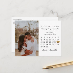 Save the Date Calendar Gold Heart October 2023 Postcard