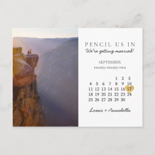Save the Date Calendar Gold Heart Sept 2022 Postcard